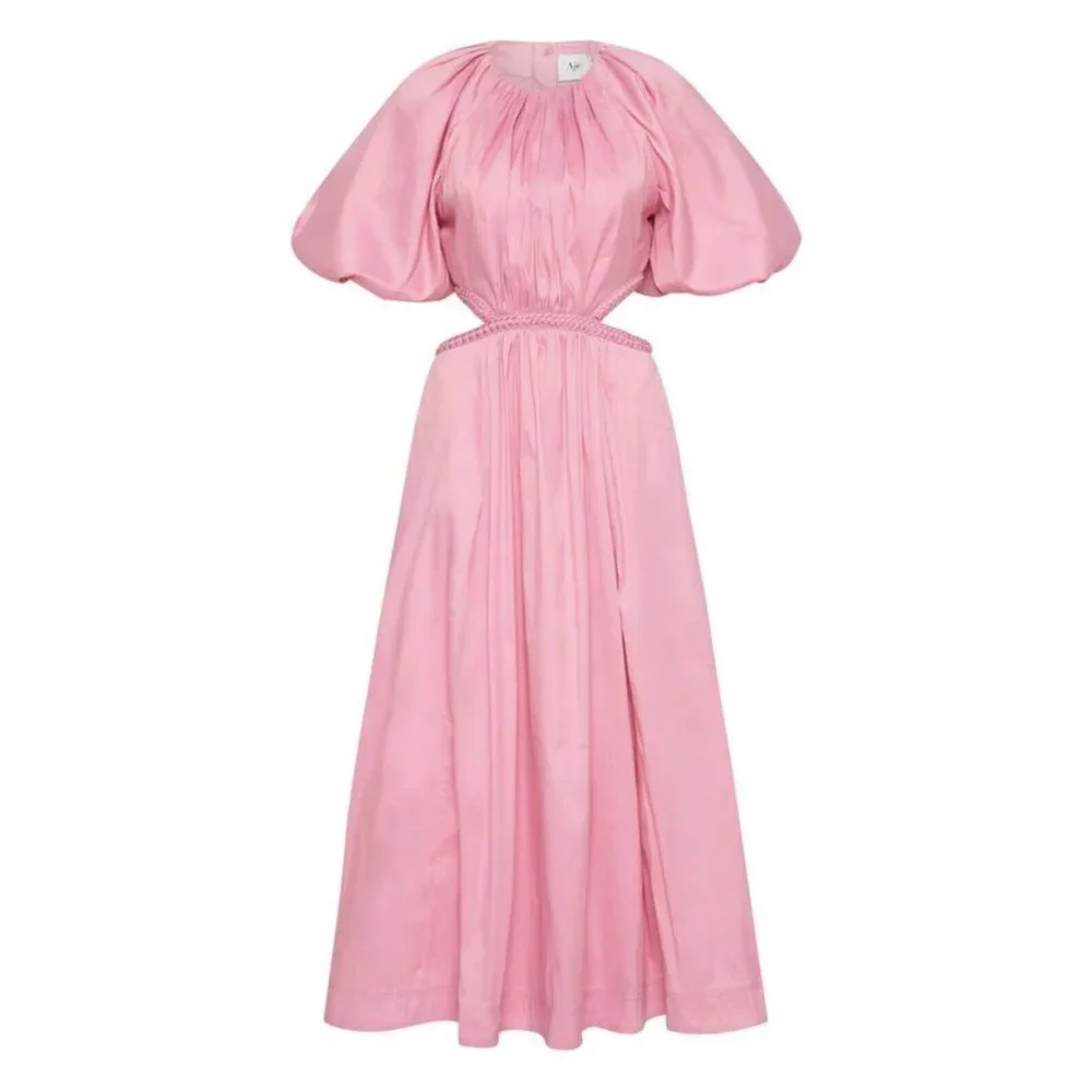 Aje Capucine Puff Sleeve Midi Dress Size 10 Bon Bon Pink BNWT - Picture 3 of 7